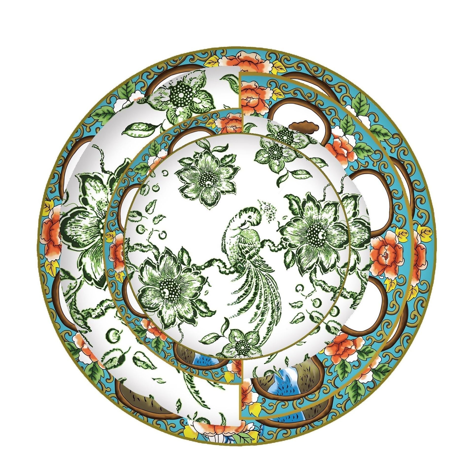 Talerze do makaronu, ceramiczne talerze deserowe zastawa stołowa ceramiczne talerze obiadowe nieregularne koronkowe talerze chiński i zachodni feniks stół prezent klasyczny design talerze obiadowe