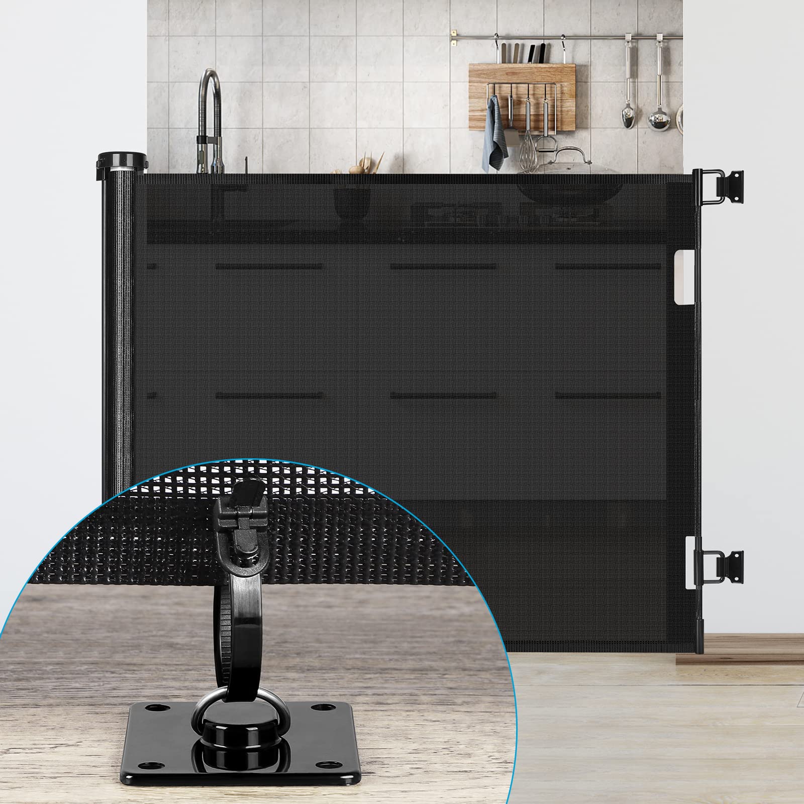 Mesh Dog Gate Floor Adhesive Hooks 2-Pack No Drilling Retractable Baby Gates Hooks Prevent Babies and Pets from Going Under The Mesh Baby Gate Ground Anchor Hooks Ideal for Securing to Floors, Stairs