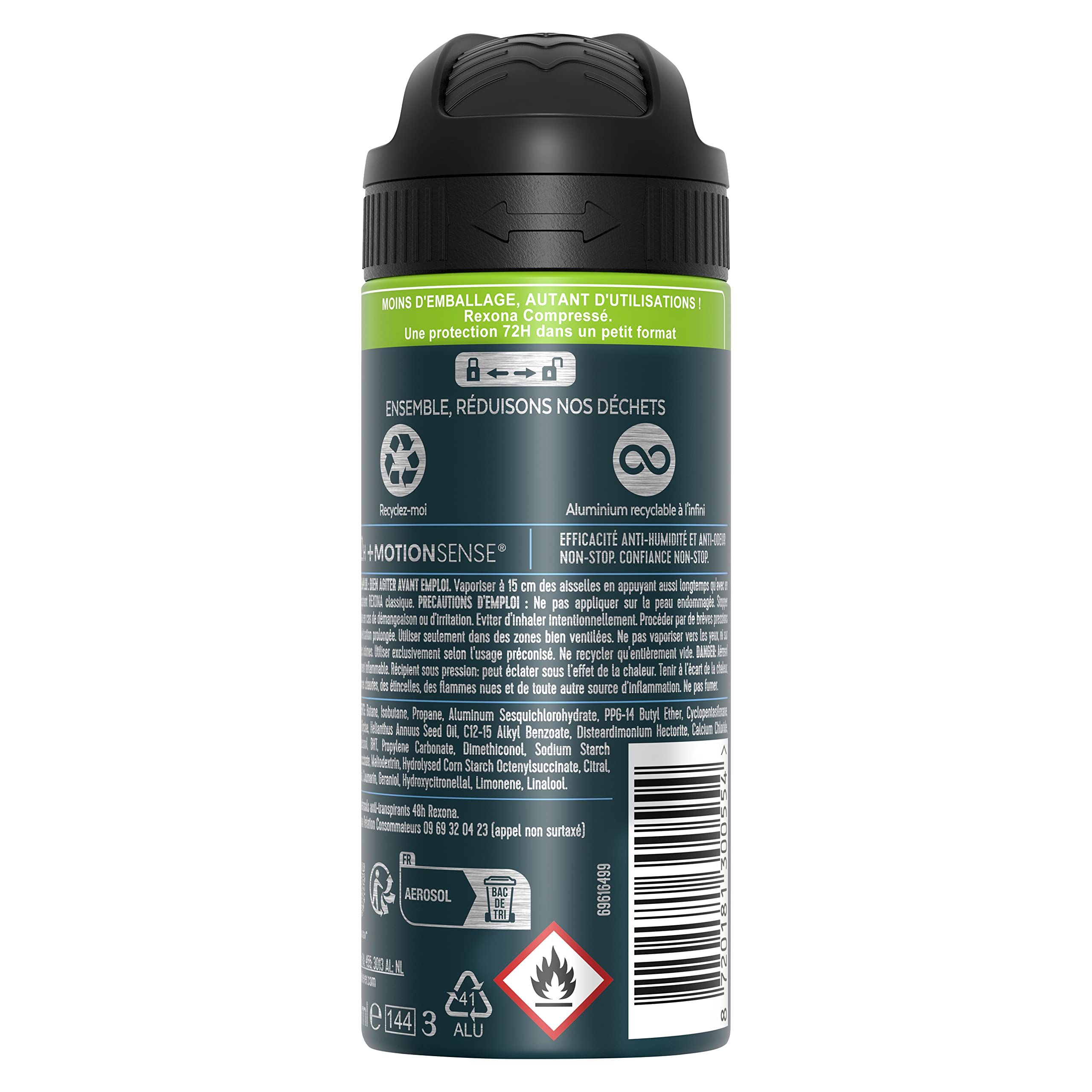 REXONA MEN - Déodorant Homme Cobalt Dry - Spray Compressé Anti-transpirant - Parfum Frais et Longue durée - Protection 72h (lot de 6x100ml)