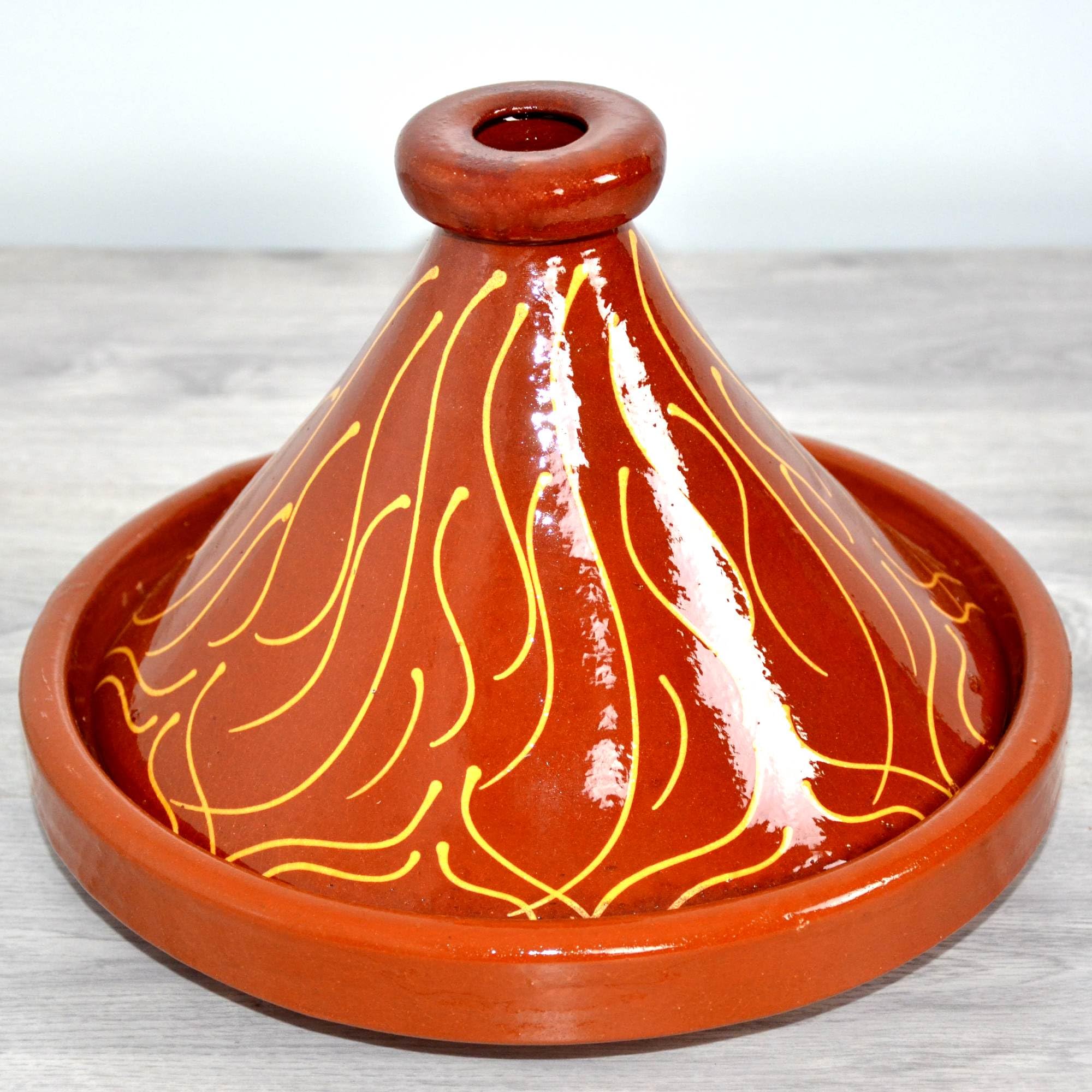 Marokkanische Tajine, Kochtopf, Gartopf, Schmortopf aus Marokko Glasiert, für 4-5 Personen, Original Tontopf handgetöpfert aus Marrakesch