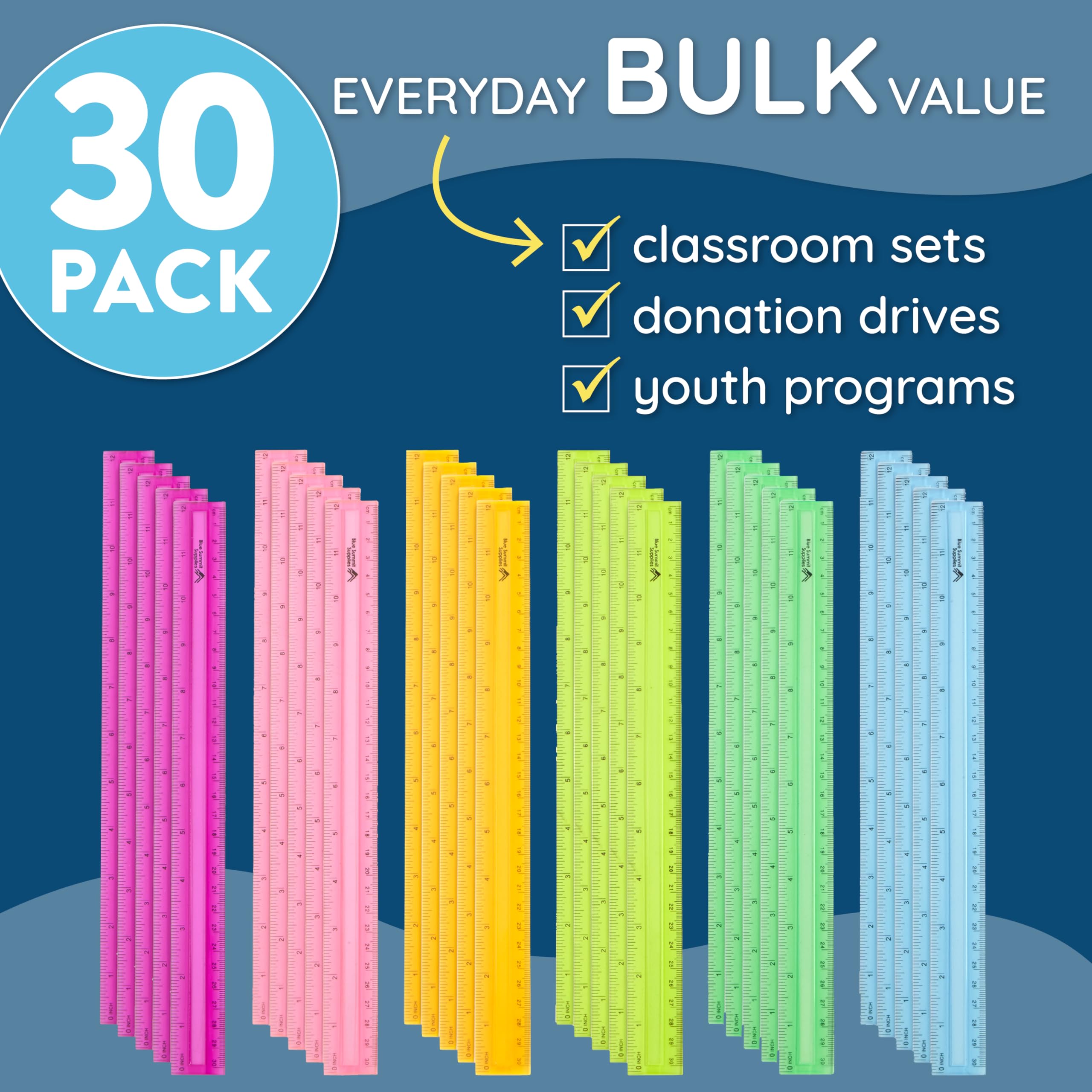 Plastic Rulars Snapklik.com : 30 Plastic Rulers Bulk For Classroom, Bulk Ruler 12 Inch ...