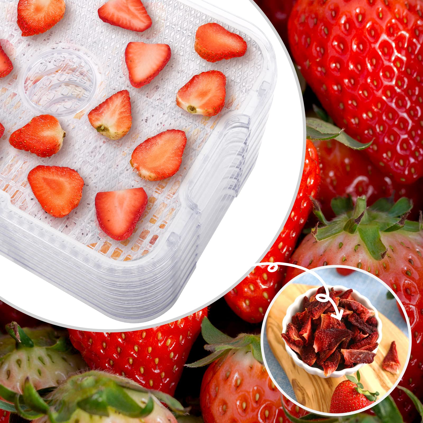 Déshydrateur Alimentaire 400W avec 8 Plateaux Superposables, Séchoir à Fruits et Légumes avec Minuterie et Température Réglable, Sans BPA, pour Viande, Herbes et Snacks Sains