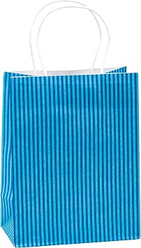 K3T 88114 Kraft Paper Gift Bags Stripes Medium (H x W x D) 23 x 18 x 10 cm Pack of 12