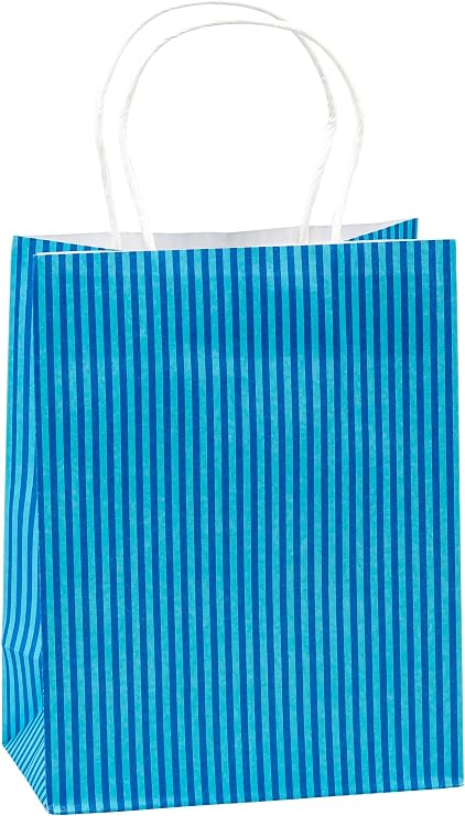 K3T 88114 Kraft Paper Gift Bags Stripes Medium (H x W x D) 23 x 18 x 10 cm Pack of 12