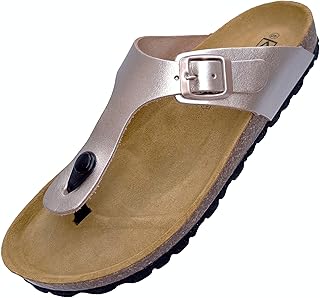 Sandalias de Piel, Plantilla Anatomica de Corcho, Piel Autentica, Corcho Natural, Hebilla Ajustable, Sandalias de Dedo Unisex, Suela Antideslizante EVA, Calzado de Calidad Hecho en España