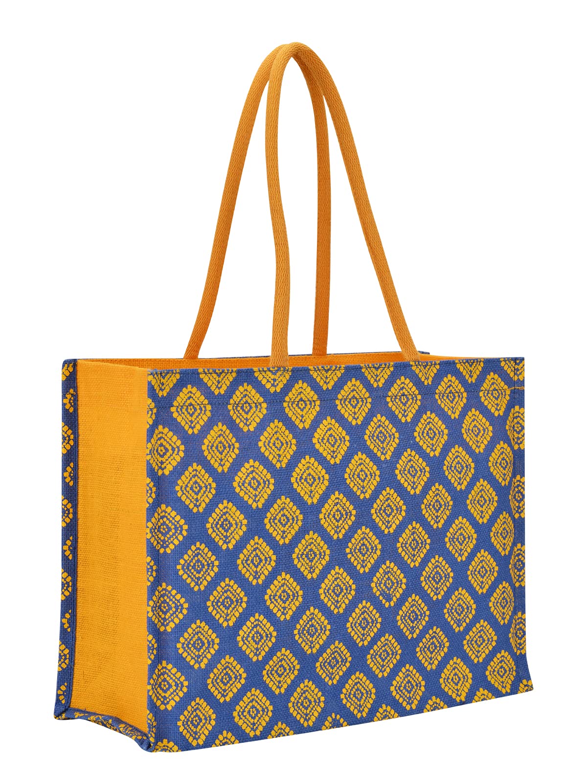 Jute Cottage Jute Shopping Traditional Printed Designs Reusable Multipurpose Handbag Jute Bags for Girls & Women with Traditional Designs (Blue) (B097KCP9DP) Amazon Price History, Amazon Price Tracker