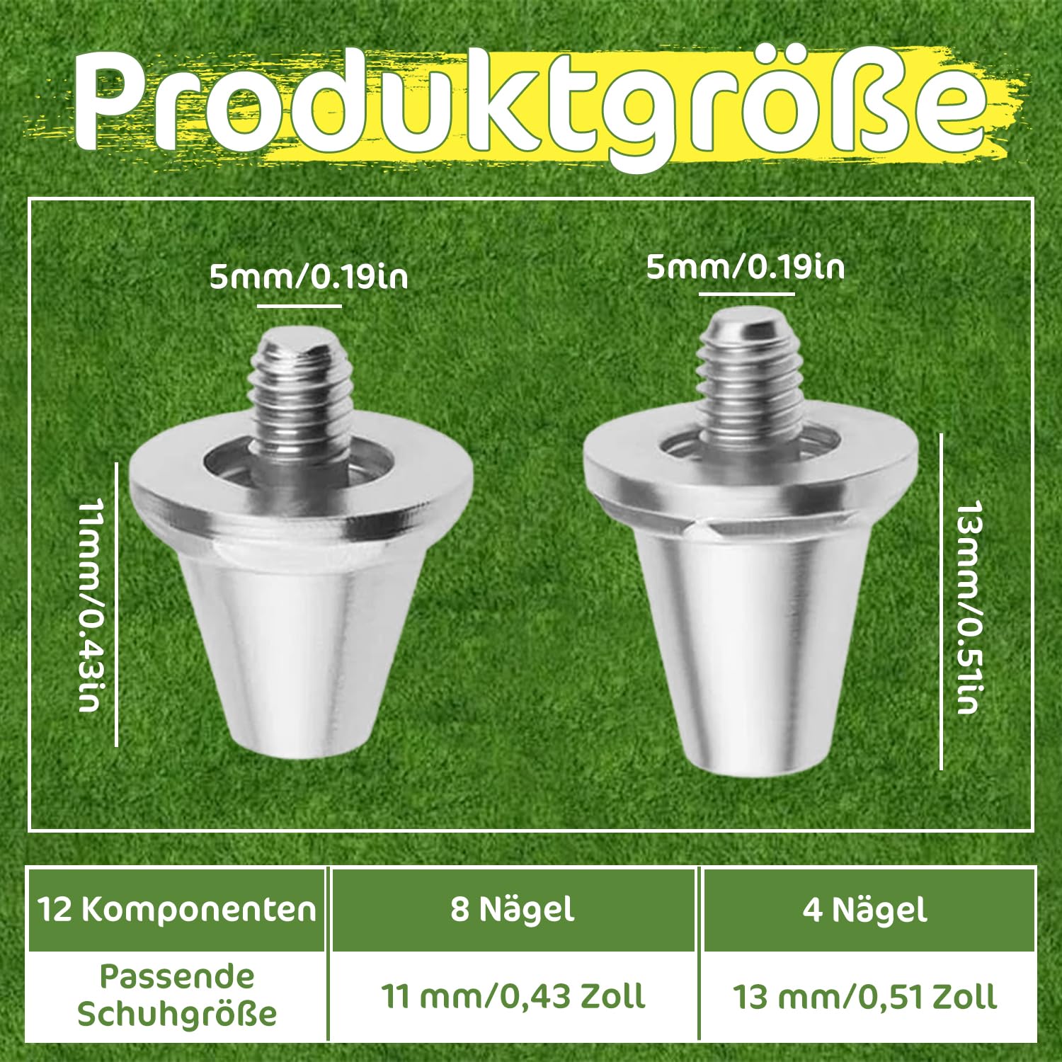 Onperpoe 12 zapasowych korków do butów piłkarskich, kompatybilne z Nike, 2 rozmiary, 11 mm, 13 mm