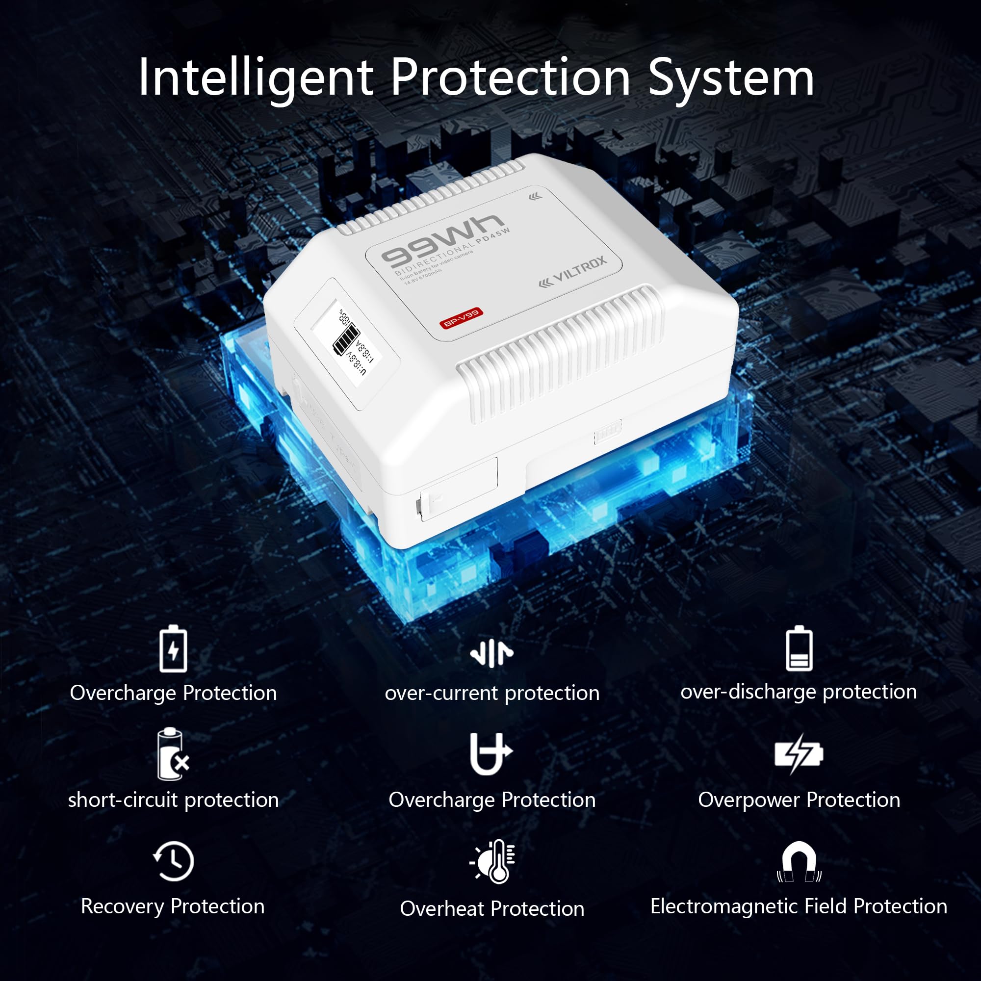KF Concept 99Wh V-Mount batéria BP-VL99 PRO 6700mAh s TFT digitálnym displejom