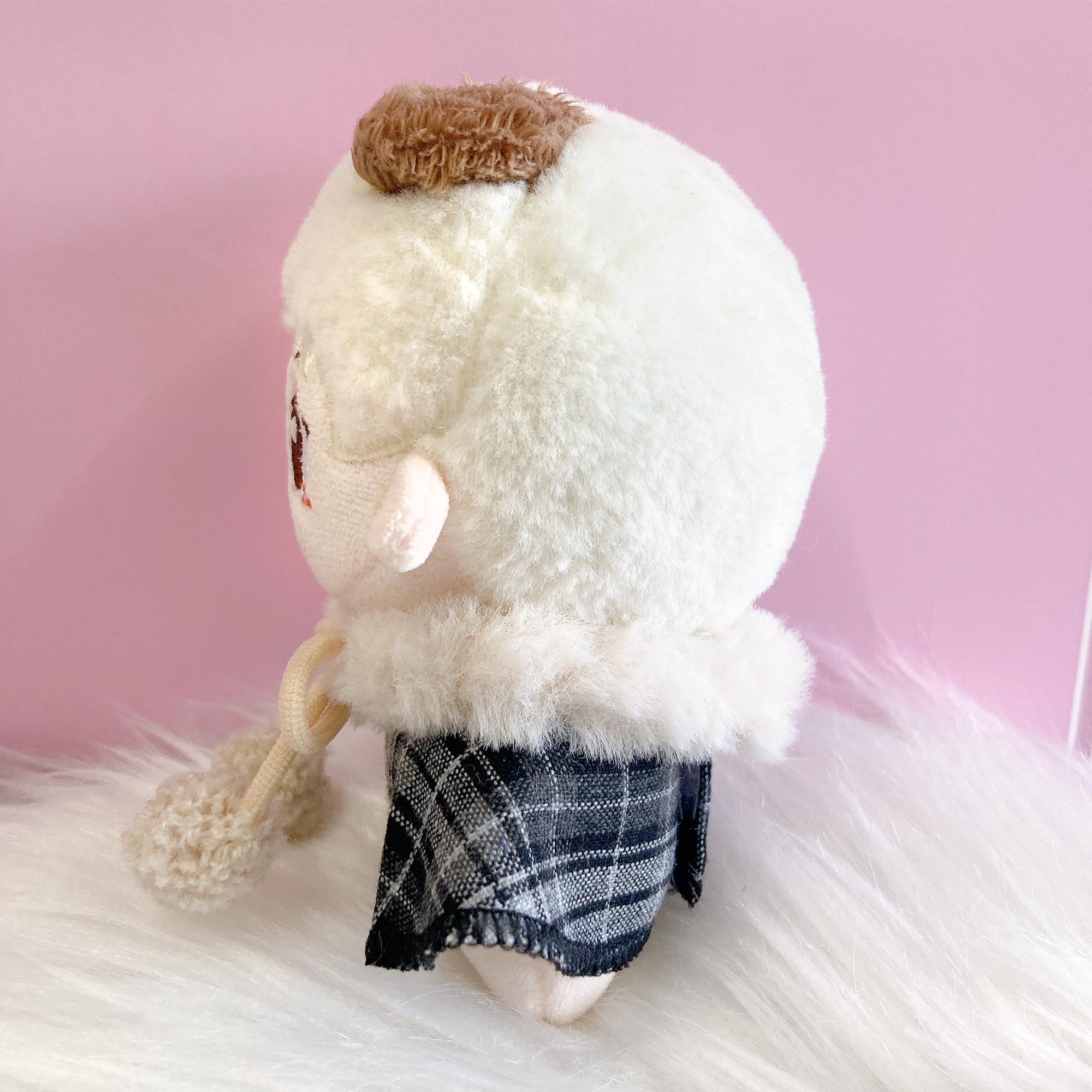 Amazon.co.jp: 10cm ぬい服 チェック柄のファー付きケープ ブラック