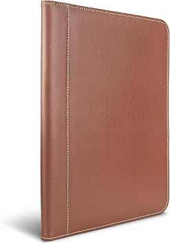 Samsill Contrast Stitch Leather Padfolio and Business Portfolio for Men and Women, Resume/Document Organizer with Writing Pad, Tan