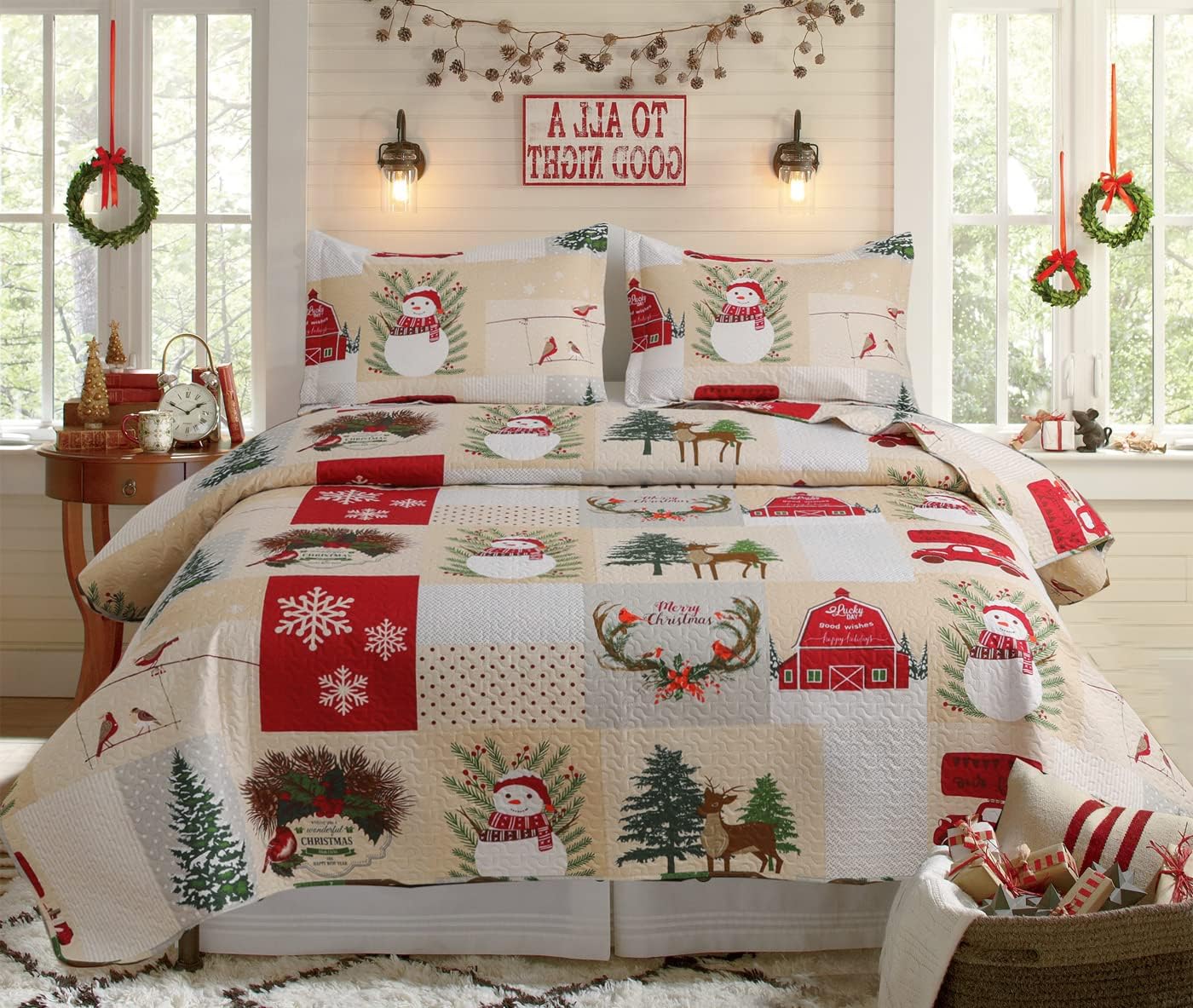 Amazon.com: Levtex Home Merry & Bright Collection - Gnome Forest Quilt ...