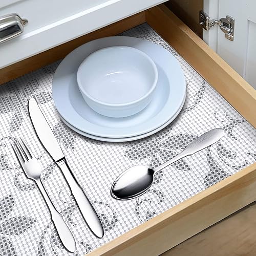 Miniatura 2 de RAY STAR Revestimiento para estantes, revestimientos de refrigerador no adhesivos para estantes, lavables de 12 x 360 pulgadas, forro de vinilo