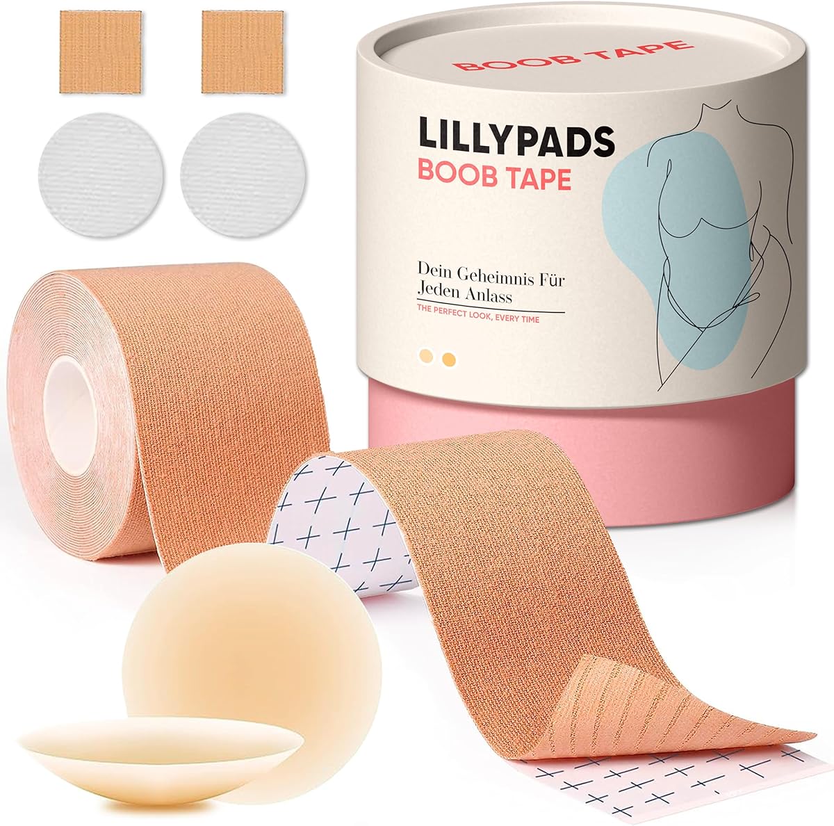 Premium Boob Tape - DAS ORIGINAL - Brust Tape - Extra Nippelpads - Boobytape - Klebe Push Up BH - Rückenfreier BH - Boobietape - Klebe-BH
