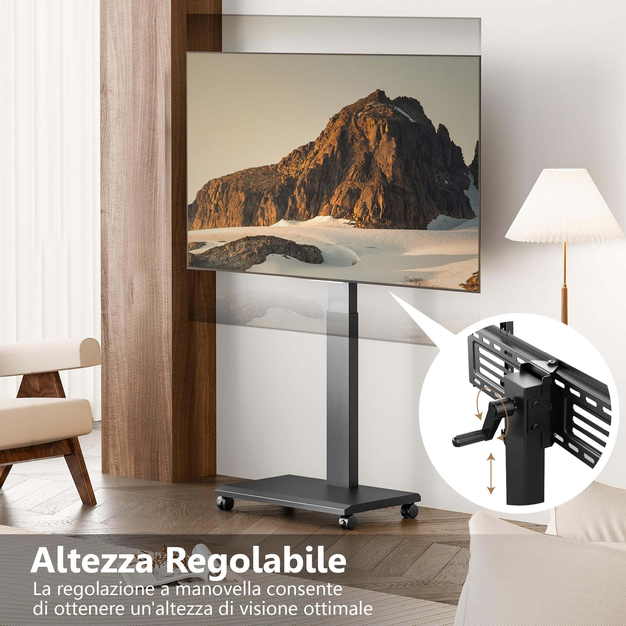 Trolley per TV con Rotelle Adattabilealtezza - Dettaglio