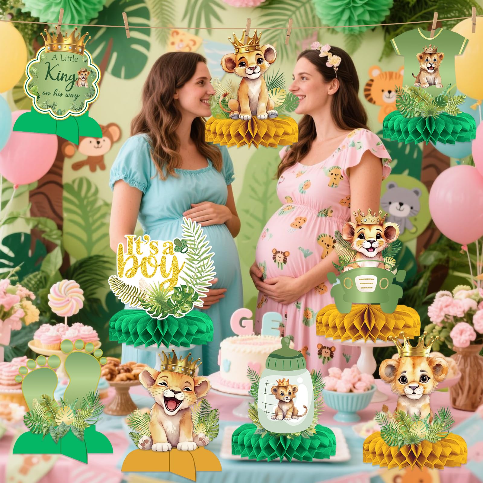 9 decorazioni per baby shower a tema Re Leone – A Little King Is On His Way Baby Shower Safari centrotavola per tavoli Re Leone Decorazioni rivelano genere