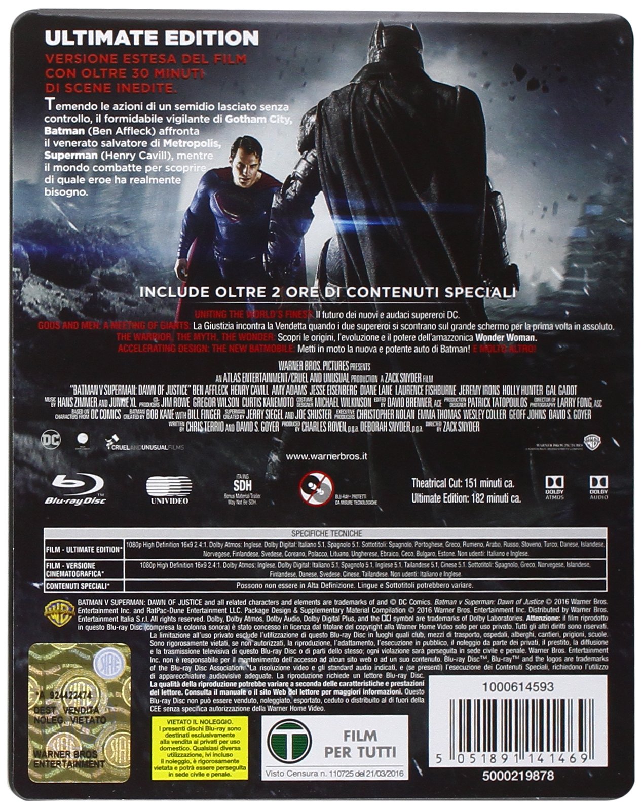 Batman V Superman : Dawn of Justice Steelbook - Esclusiva Amazon