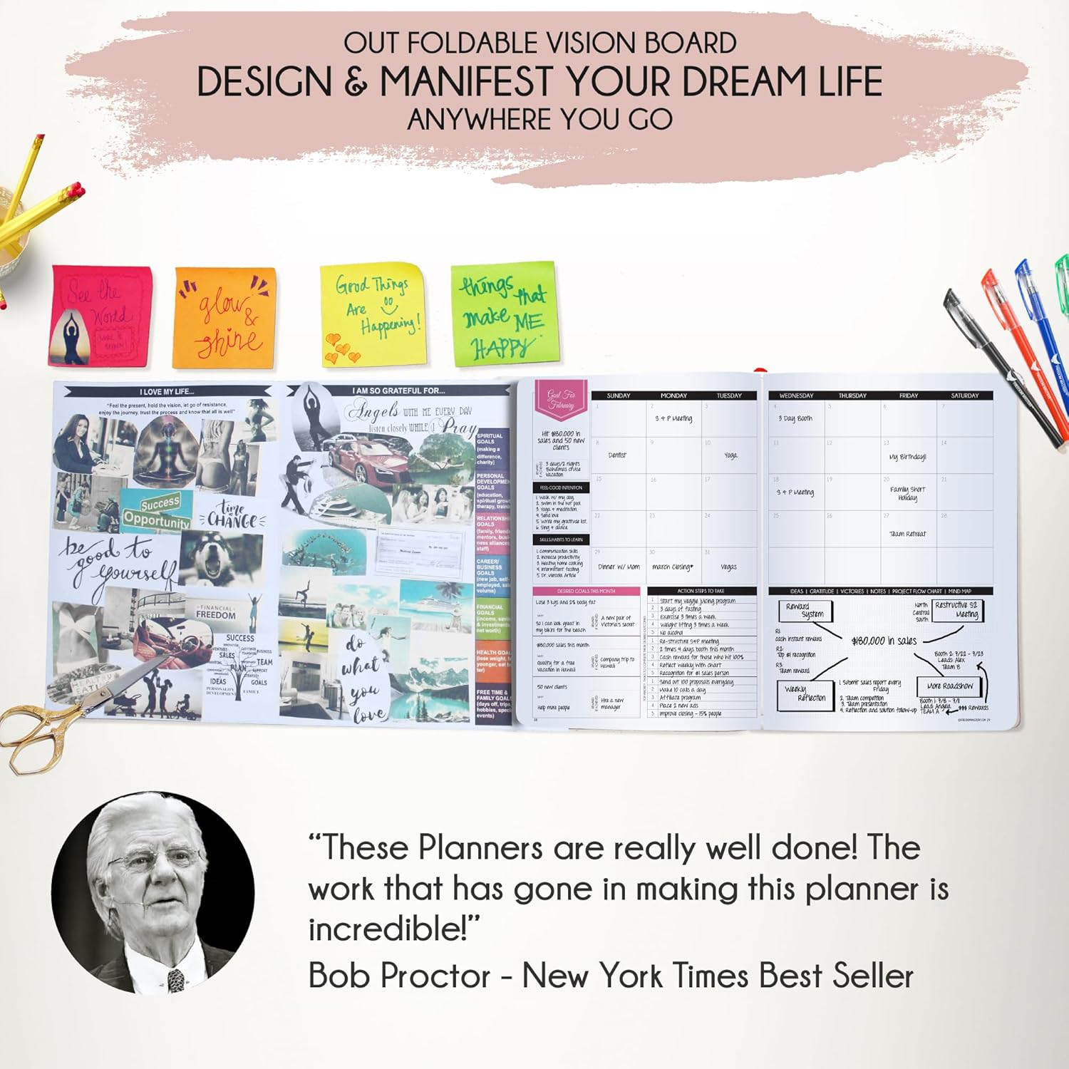Deluxe 2026 Planner Weekly and Monthly | Law of Attraction Planner with Productivity App | 12-Month for Productivity, Gratitude & Goal Setting | Includes Foldable Vision Board, Gift Box & Stickers