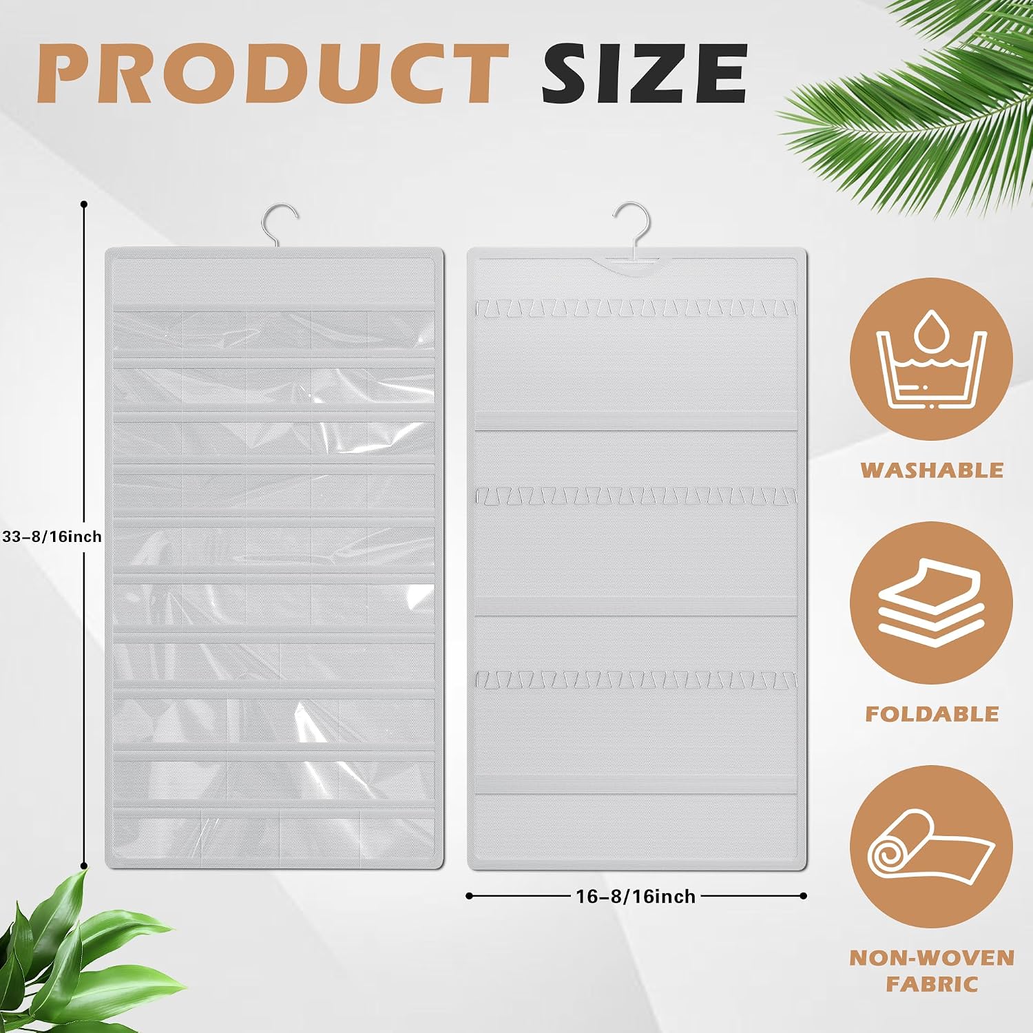 Hanging Jewelry Organizer, Double-Sided Necklaces Holder, White