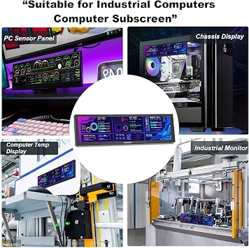 AISHICHEN 8.8 Inch LCD Display, Mini Monitor 1920x480 60Hz IPS Stretched Bar Monitor, PC Sensor Panel, AIDA64 Computer Temperature Secondary Screen with Mini HDMI & Adjustable Brightness
