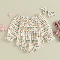 Vista 40 de Traje de bebé recién nacido, lindo mameluco de manga larga fruncido, cómodo traje de bebé niña Naranja