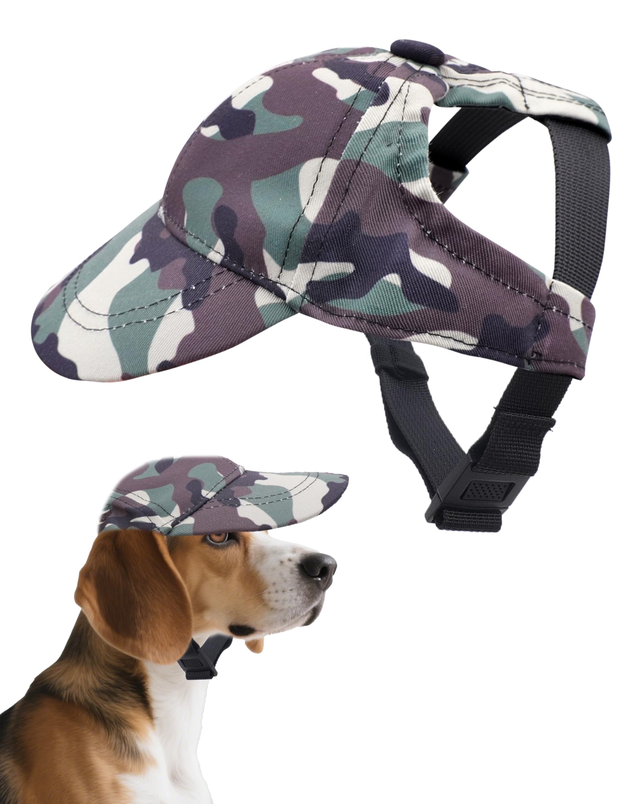 BIPY Dog Sun Hat Dog Baseball Cap with Ear Hole Puppy Sun Visor Cap with Adjustable Neck Strap for Dogs Outdoor Sport Walking Travelling Sun Protect Hat For doggy-Green&L