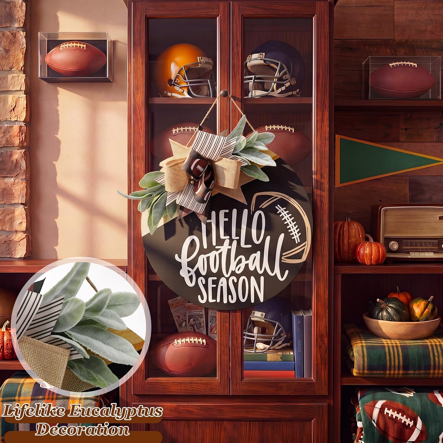 Thyle Football Welcome Wreath for Front Door Hello Football Season