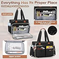 Vista 3 de RAINSMORE Teacher Tote Bag for Women Work Bags 15.6 Inch Laptop Tote Bag with Large Cup Holder Nurse Bag Computer Handbag