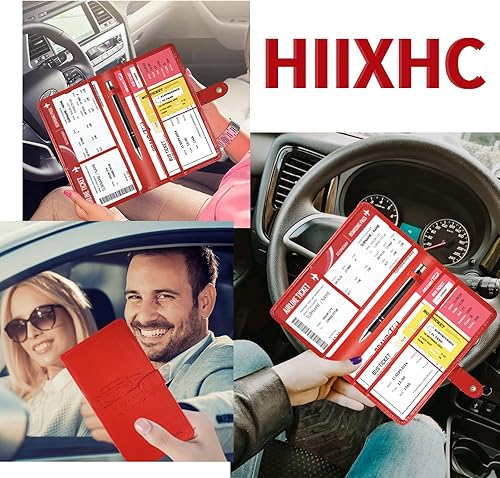 Miniatura 9 de Tarjetero para registro de automóvil y seguro con cierre magnético, guantera de cuero para vehículos, documentos de automóvil, cartera de