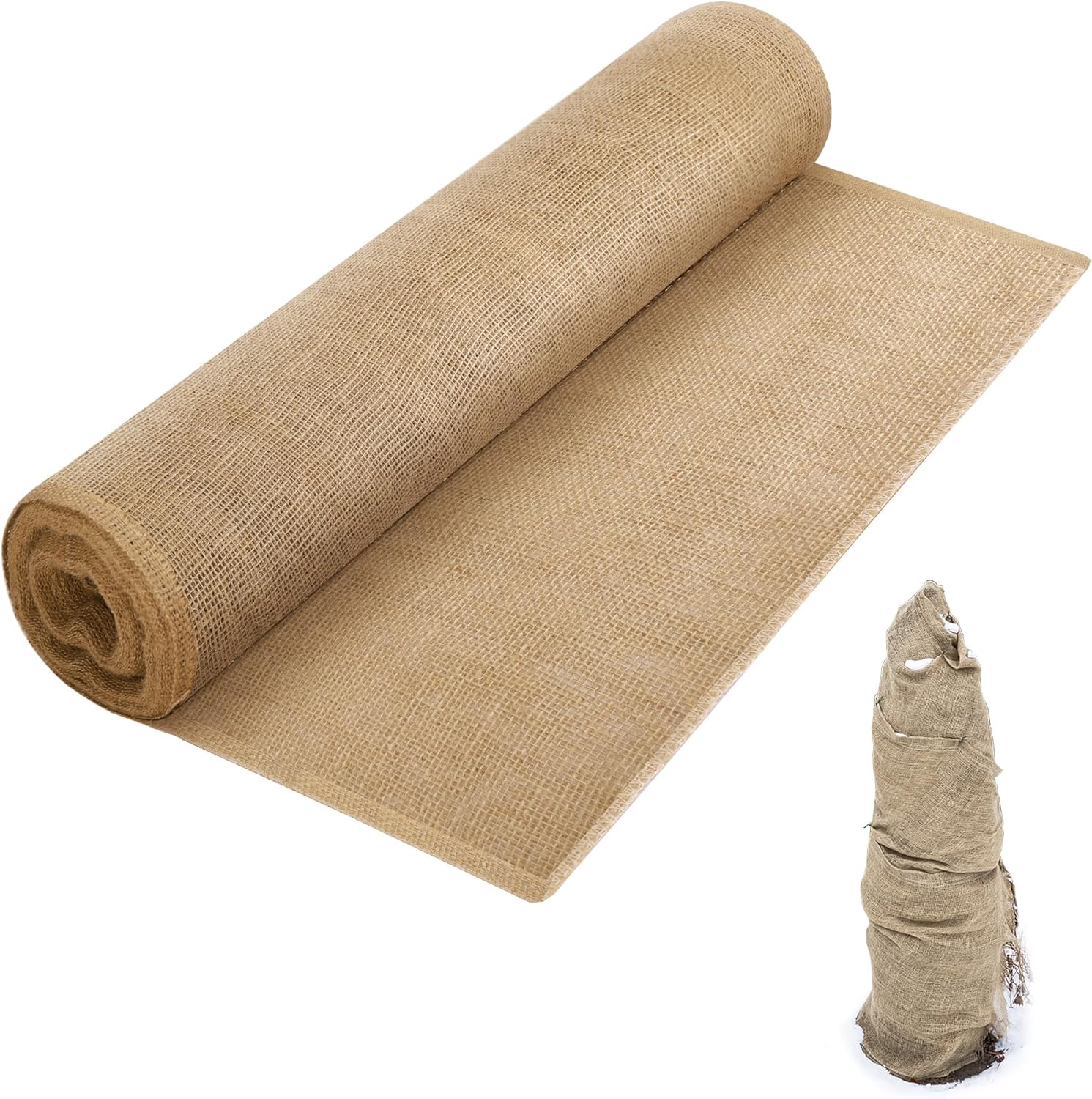 DECOHS Extra Large 50 Ft x 40 Inch Burlap Fabric Roll- Natural Burlap Tree Wrap Roll- Burlap Fabric Tree Trunk Protector for Winter Outdoor Trees Shrubs Plants Frost Protection