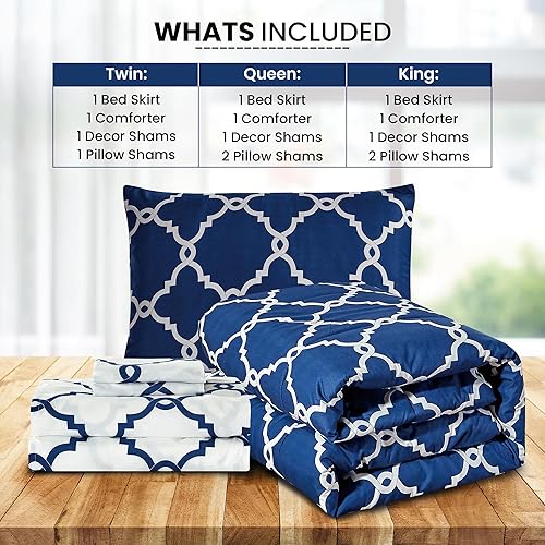 Miniatura 3 de LDC LUX DECOR COLLECTION Juego de edredón de 4 piezas tamaño individual, juego de ropa de cama reversible con estampado, cama Queen en bolsa, 1