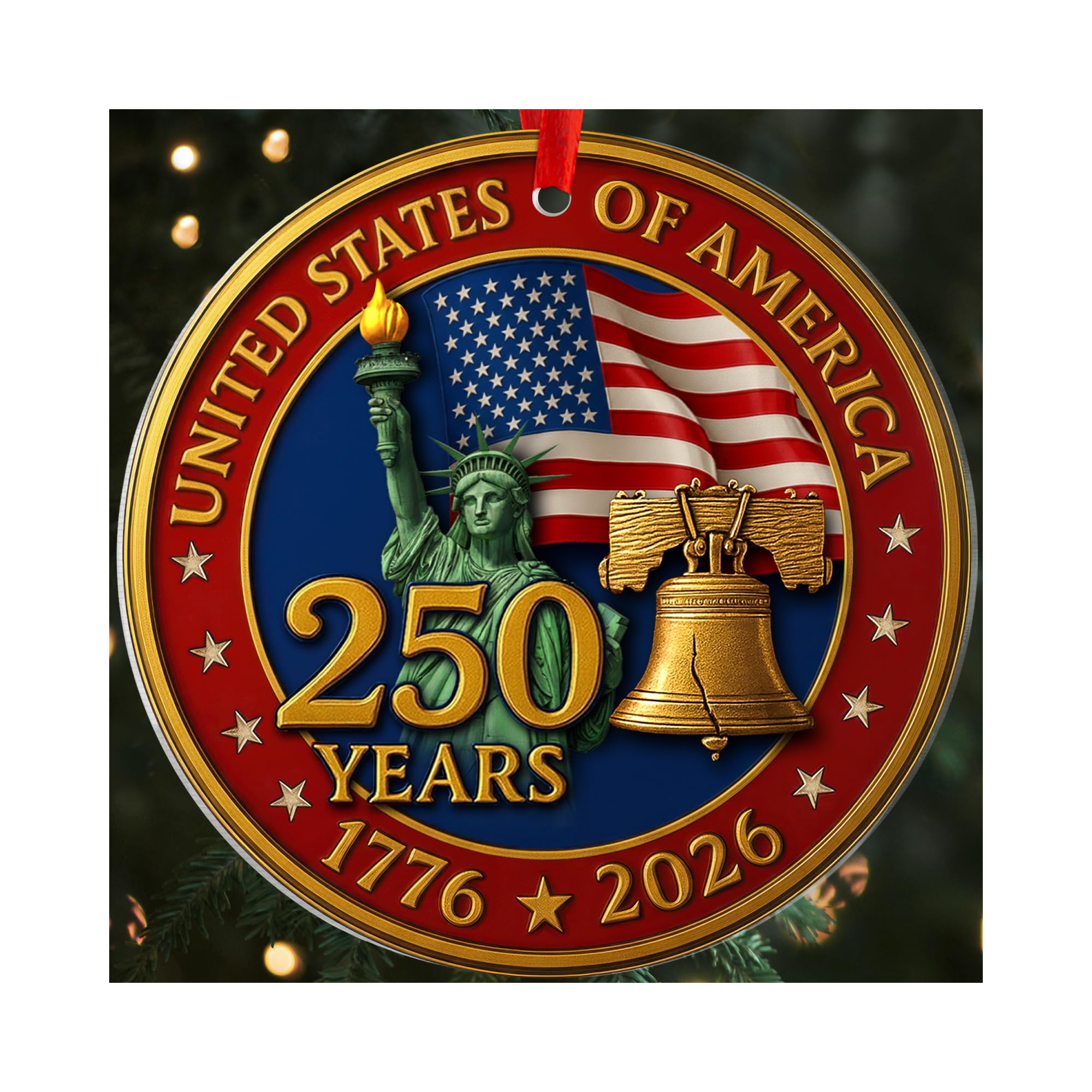 250 Anniversary USA Ornament, 2D Acrylic America Merchandise 250, Christmas in July Decorations, Christmas Decorations, USA 250th Anniversary, USA 250th Birthday Gifts