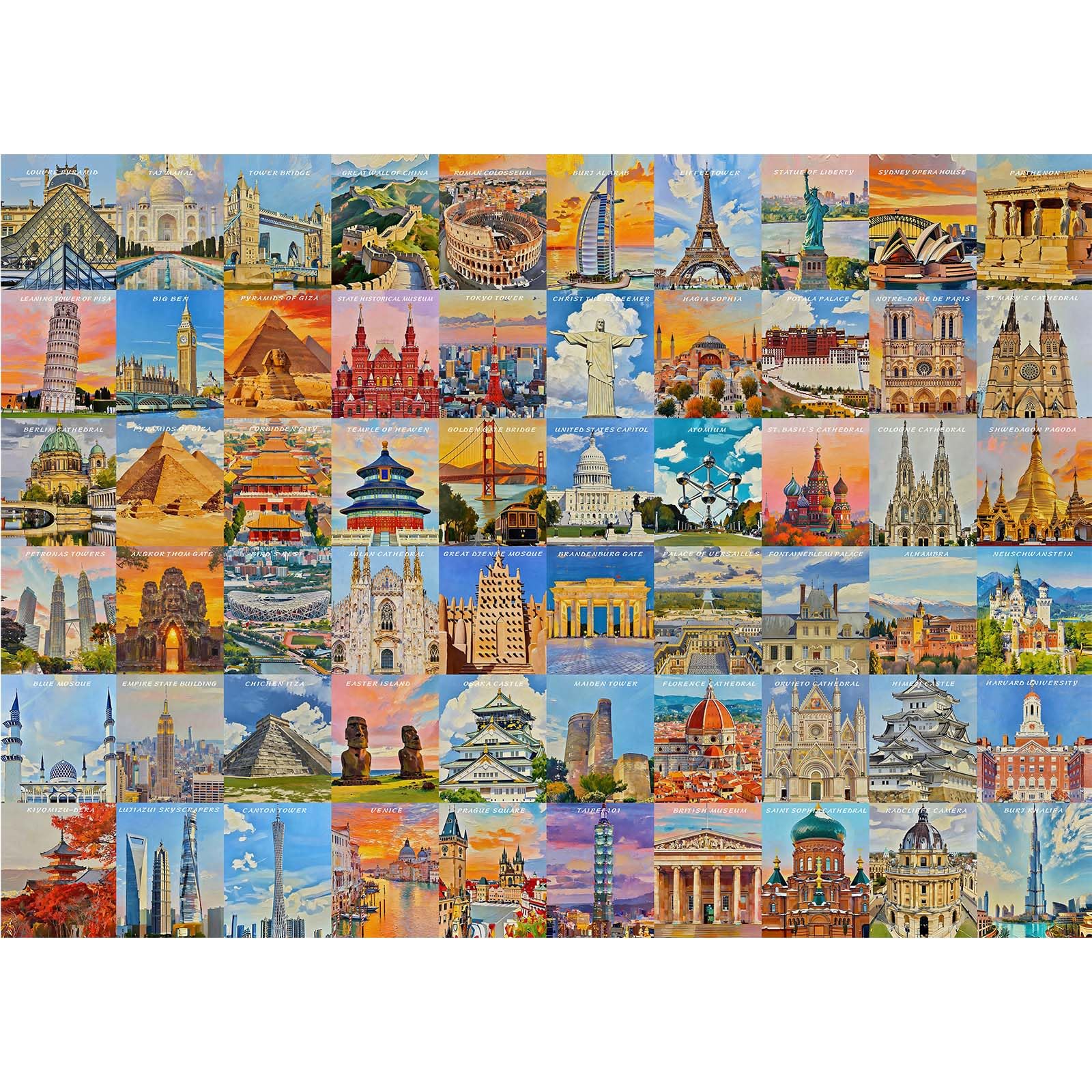 HUADADA Jigsaw Puzzles for Adults 1000-World Landmarks