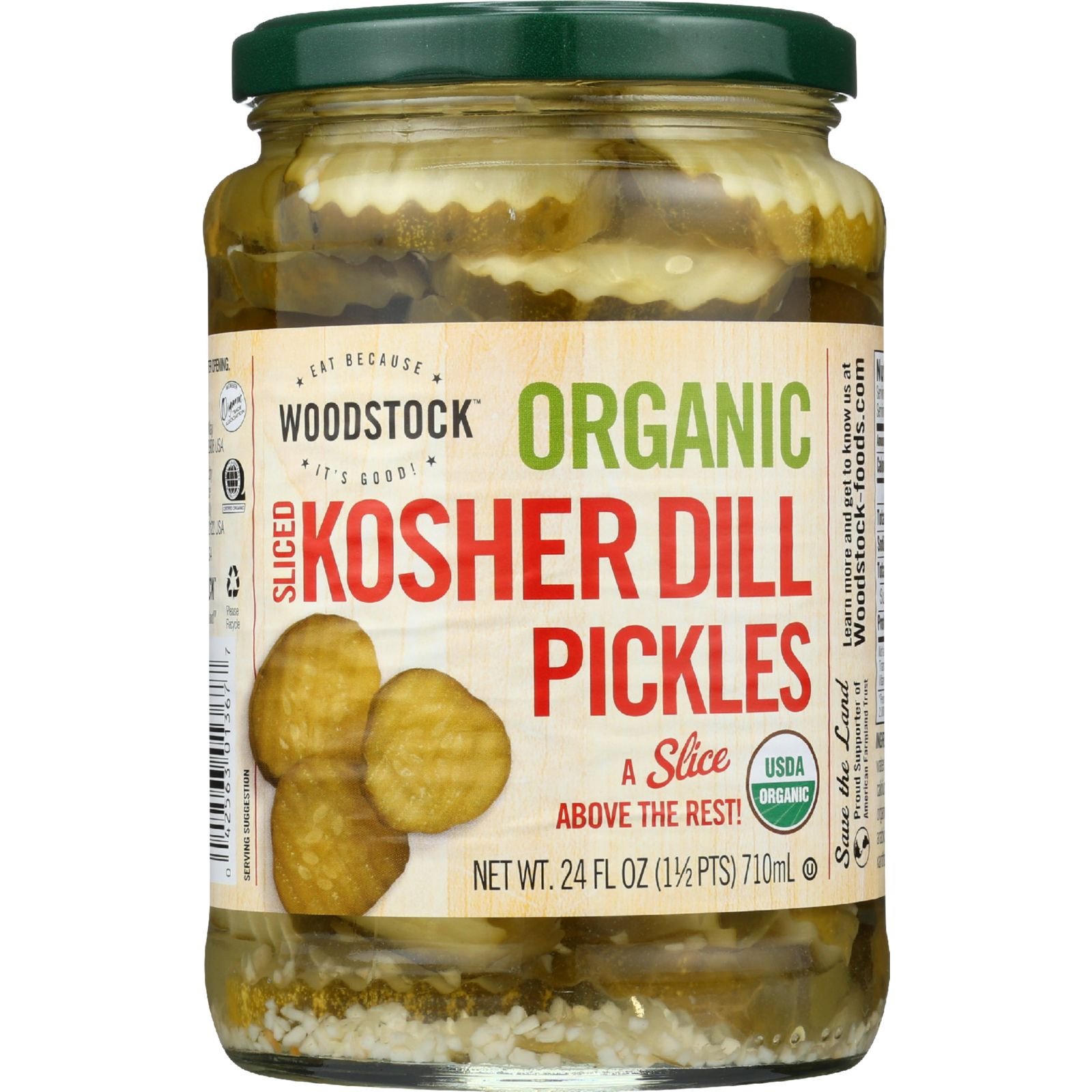 Woodstock Farms Organic Kosher Sliced Dill Pickles -- 24 oz Each / Pack of 6