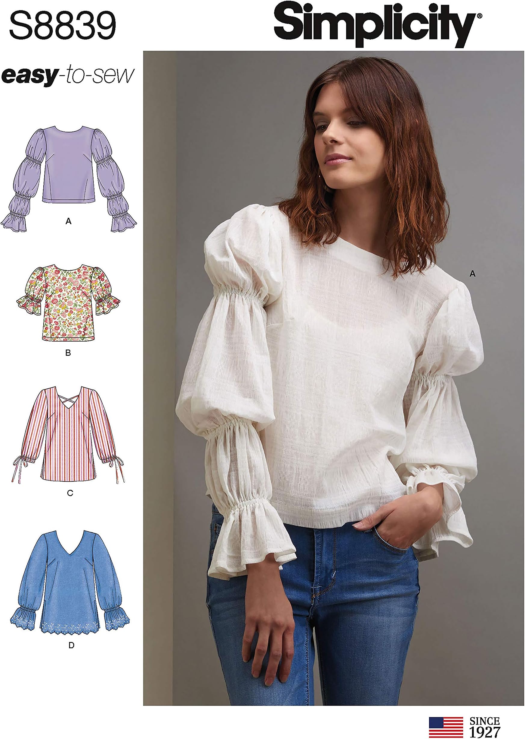 Easy Women's Flared Sleeve Blouse Sewing Patterns, Paper, Sizes 6-14