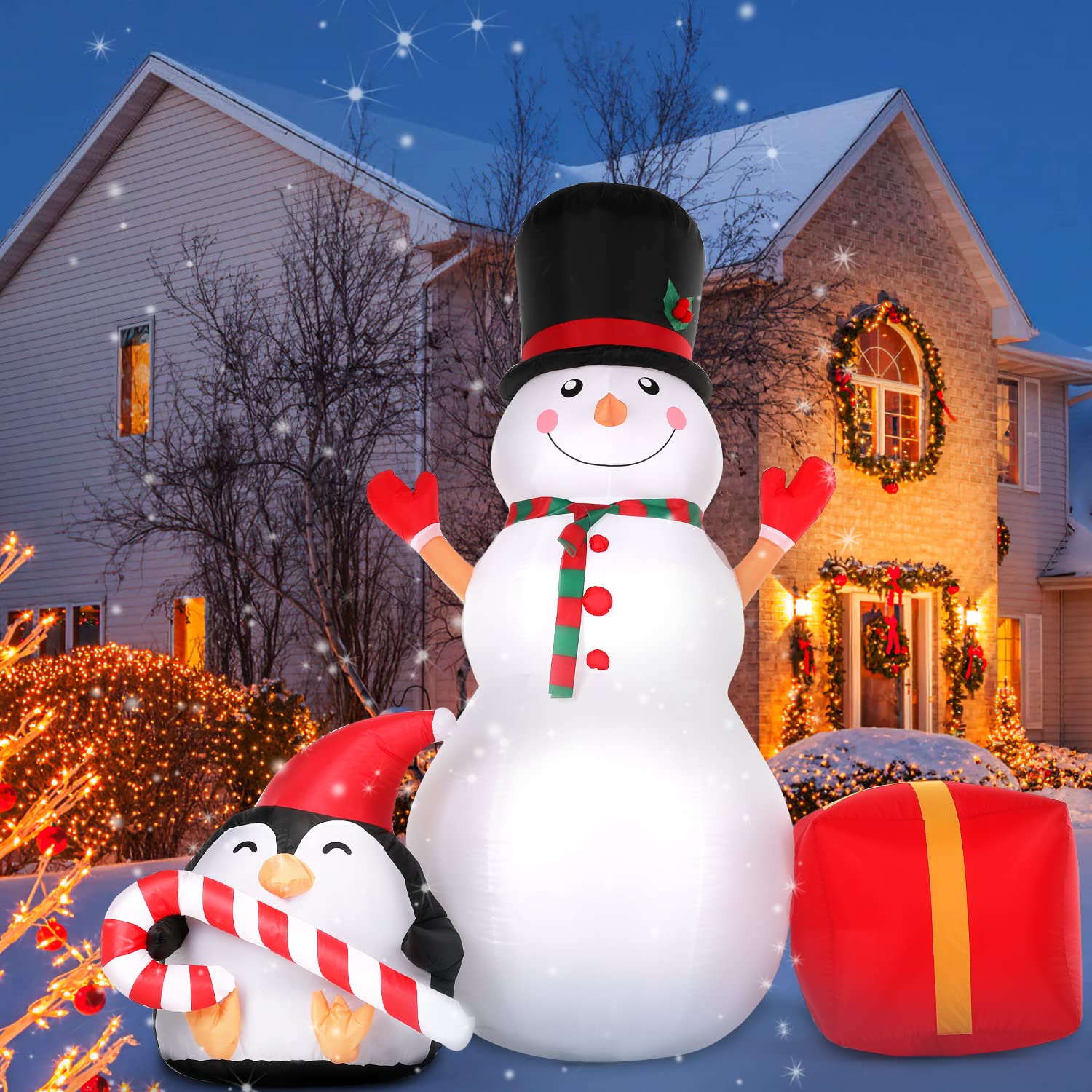 SOLEDI 6ft Christmas Inflatables Outdoor Decorations, Inflatable Snowman Christmas Blow Up Yard Decorations with LED Lights for Outdoor Christmas Decorations, Yard, Garden, Patio, Lawn Decorations