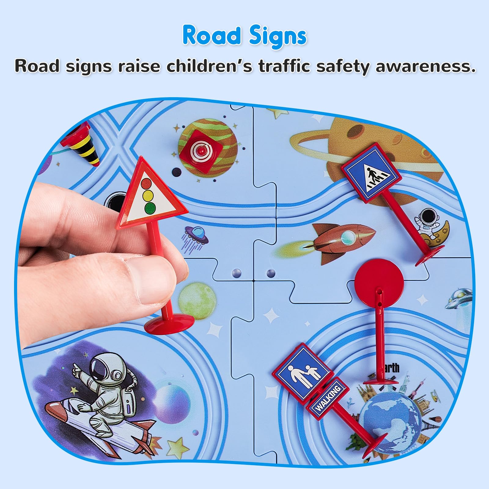 Puzzle Construction Route SGILE 8 Pièces - Jeu éducatif Enfants 3 Ans+, Voitures Incluses, Thème Océan, Apprentissage Précoce