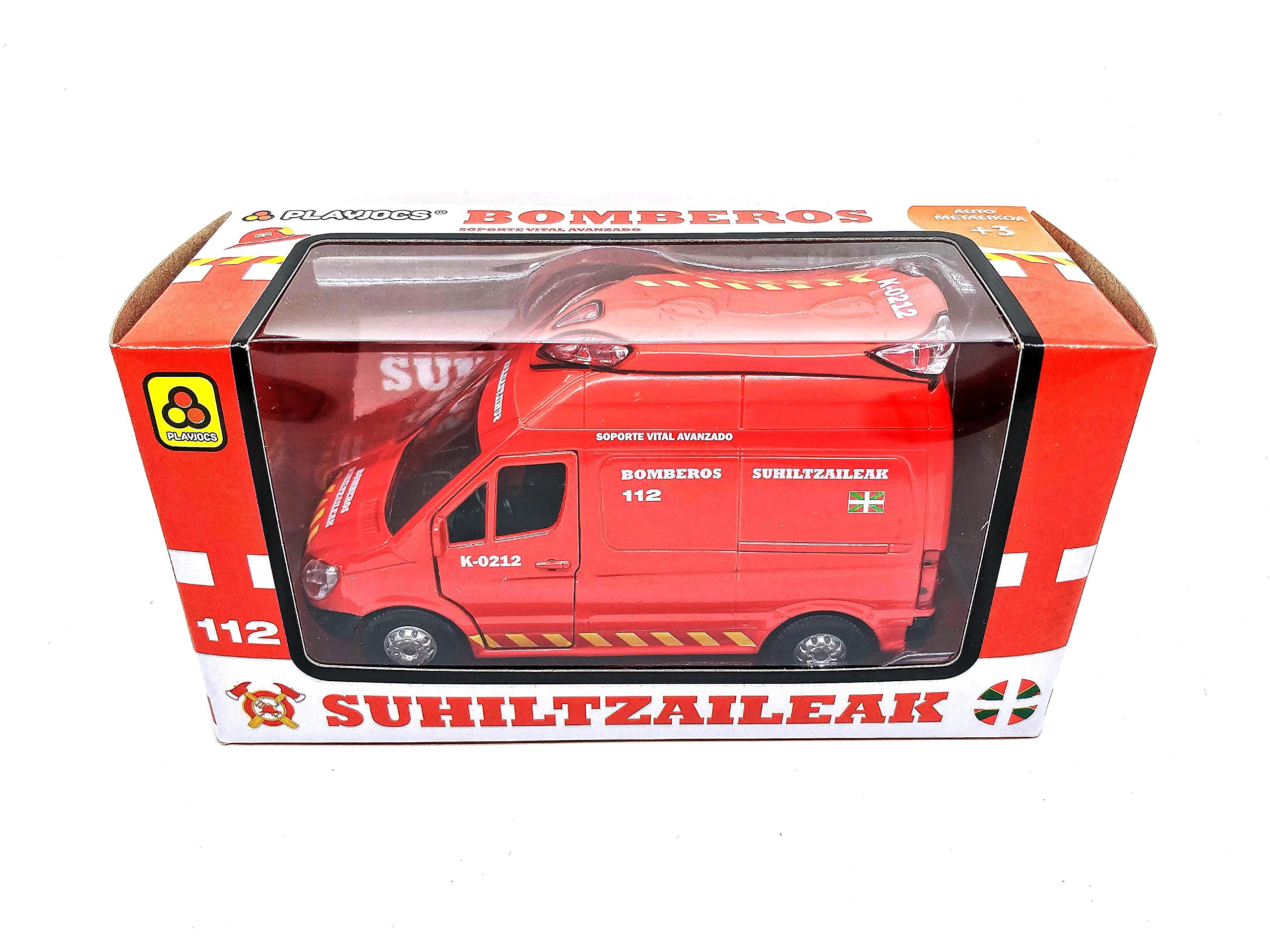 PLAYJOCS GT-8106 VEHÍCULO AMBULACIA SUHILTZAILEAK. Vehículo metálico, Juguete Ideal para niños y coleccionistas.