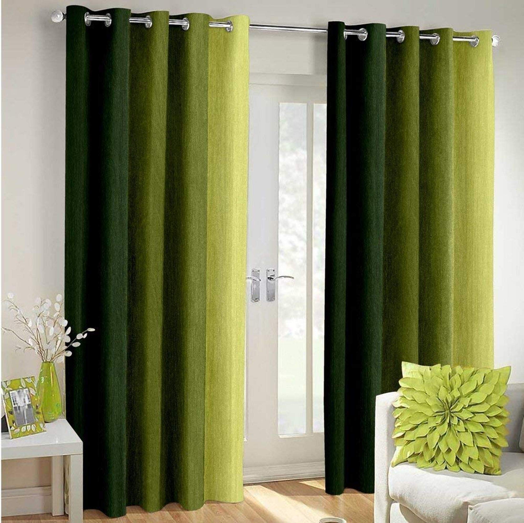 Kiara Creations 2 Piece Solid Shaded Heavy Polyester Semi Sheer, Grommet Curtains for Window 5 Feet, Green (Green, Feet)