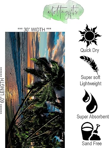 Miniatura 3 de Toalla de playa de palmera de 30 x 60 pulgadas, microfibra sin arena, de secado rápido, para adultos, adolescentes y niños (palmera)