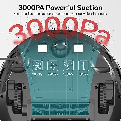 Miniatura 2 de Boolean Cloud Robot aspirador con estación de vaciado automático, robot aspirador y trapeador, combo de succión de 3000 pa, control de aplicación de