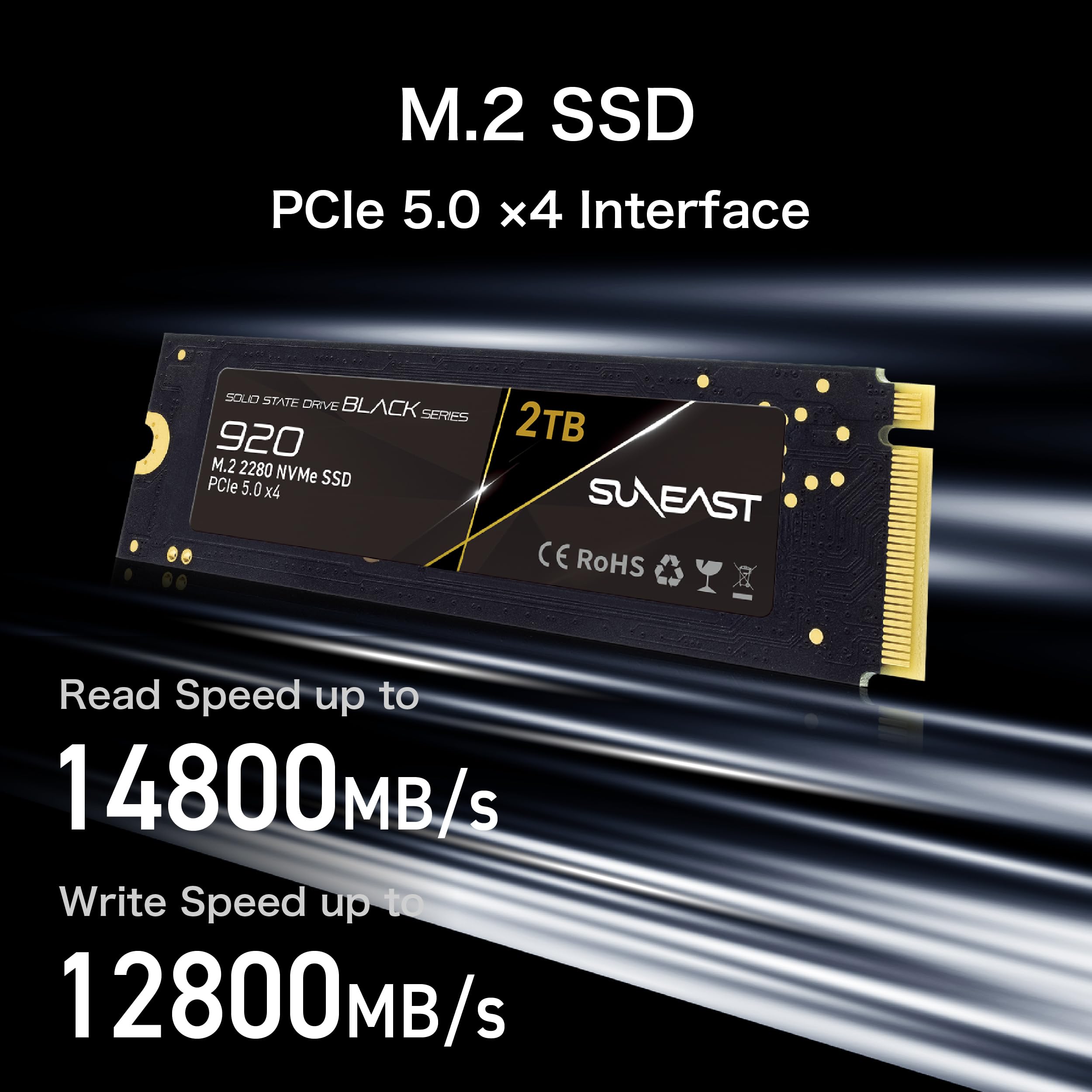 Amazon.com: SUNEAST Black Series 2TB SSD Gen5, PCIe 5.0x4 NVMe M.2 