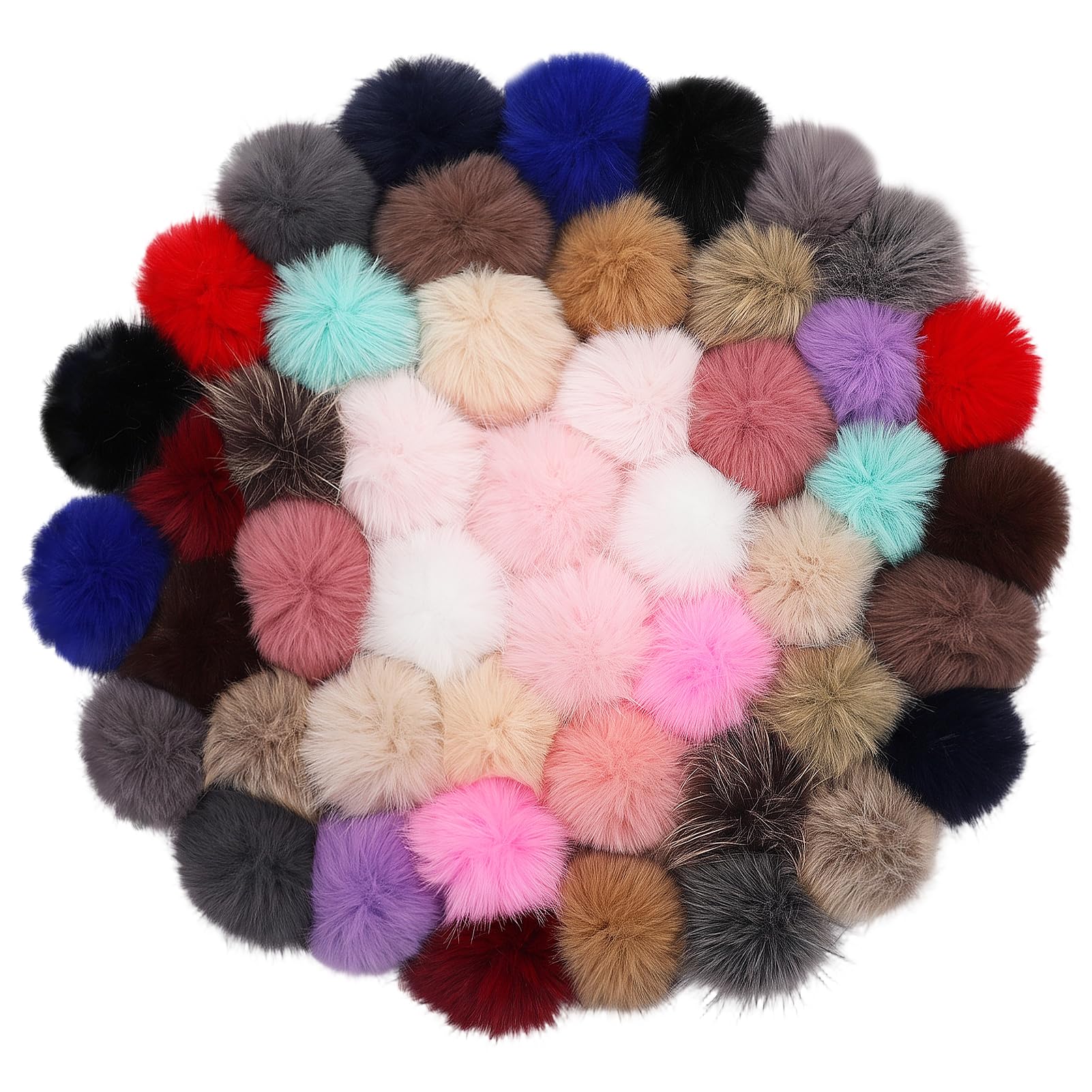 4.5" Fluffy Faux Fur Pom Poms for Hat Knitting &amp; Crochet Accessories, 48Pcs