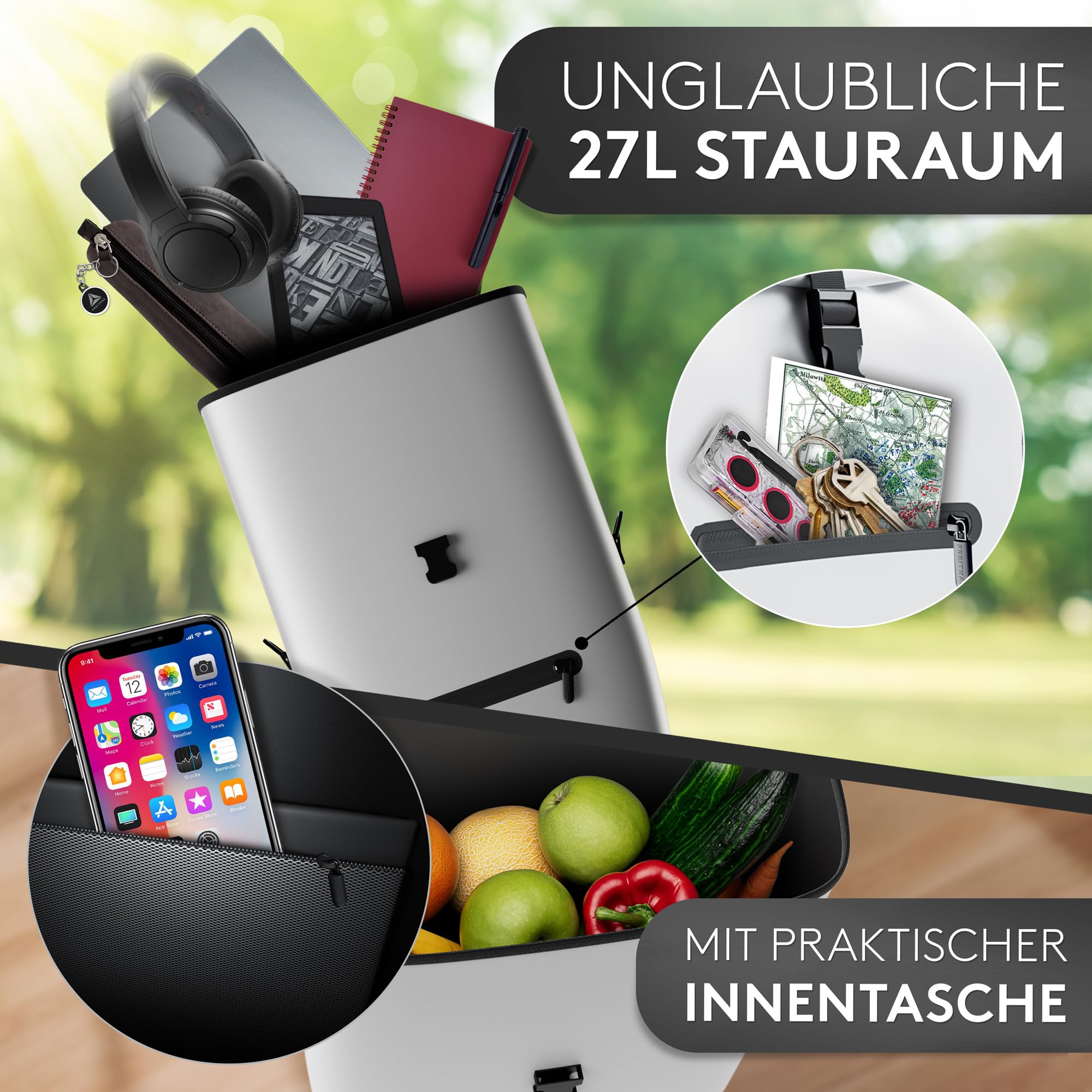 FREITHAL - Vollreflektierende Fahrradtasche für Gepäckträger [27L] - Verwendbar als Gepäckträgertasche & Umhängetasche - 100% wasserdichte & Reflektierende Fahrradtasche Gepäckträger - Bike Bag