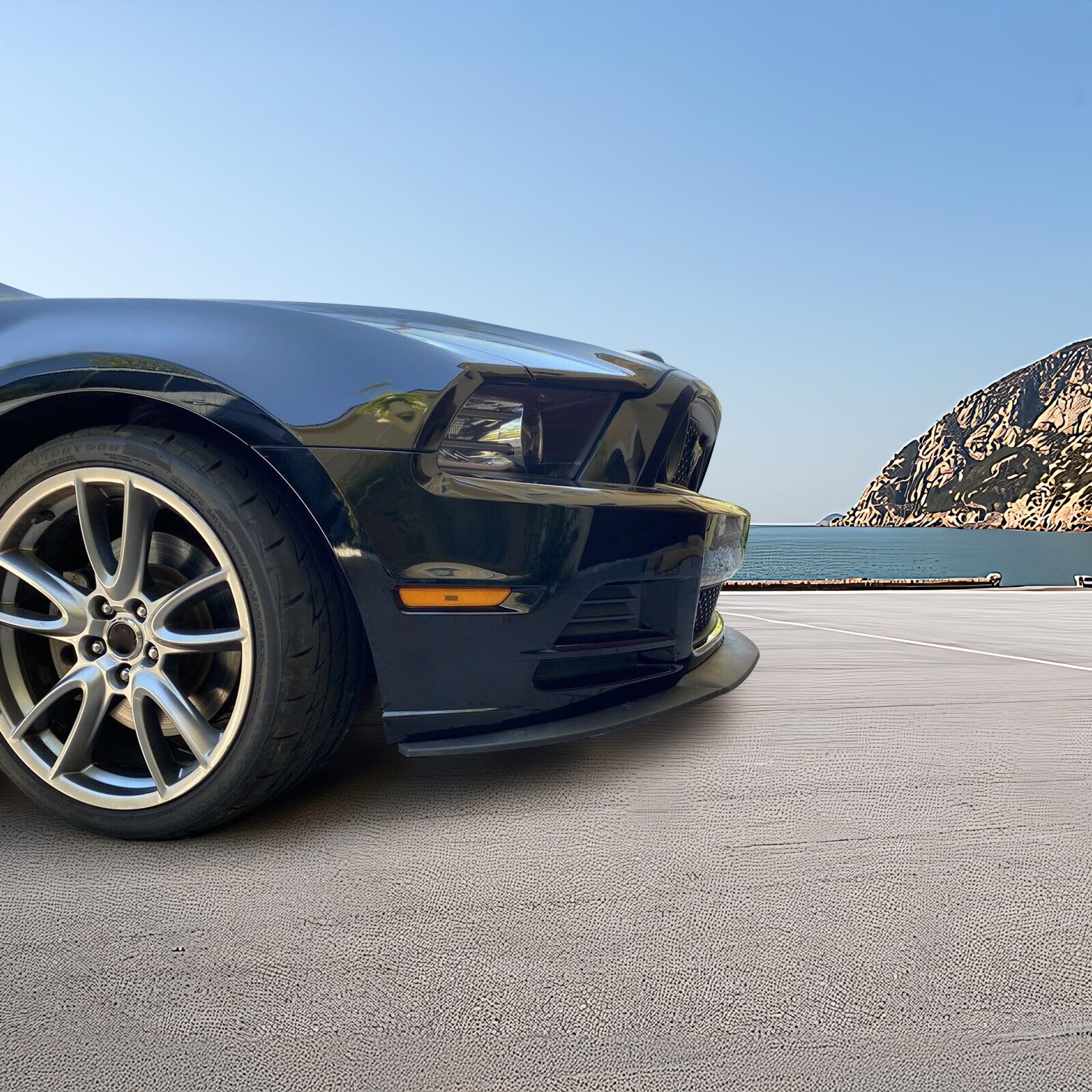 R Style Front Bumper Lip For 2013–2014 Ford Mustang V6/V8 (not GT500/Shelby)—black PP Splitter, Adds Aggressive Look