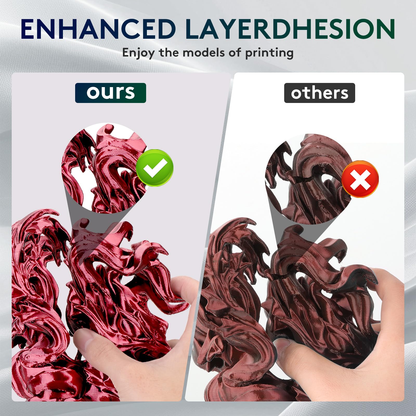 Filamento PLA bicolore doppio ERYONE 1,75 mm, filamento stampante 3D, bobina da 1 kg +/- 0,03 mm, seta nero rosso 1