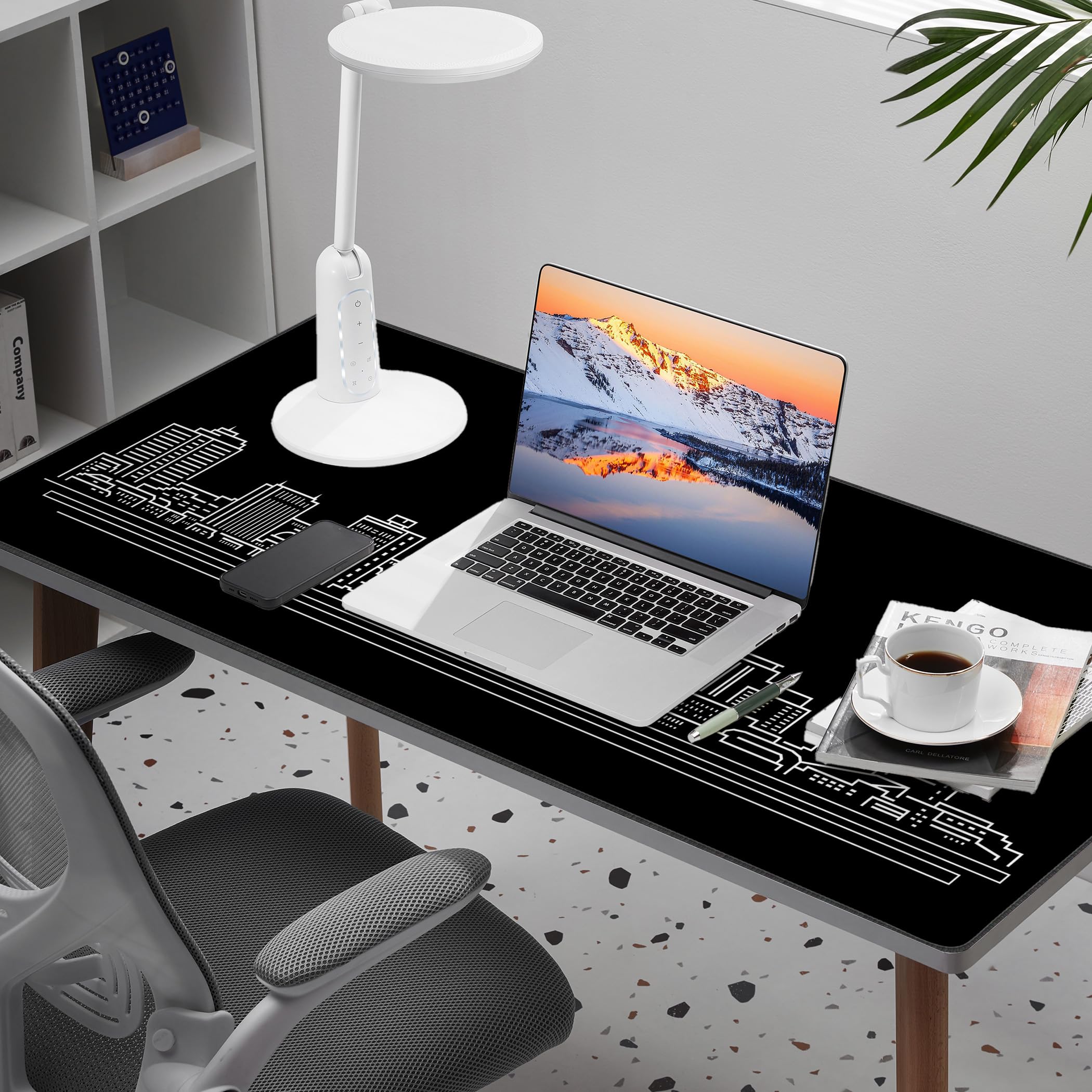 LL-COEUR Noir Grand Tapis de Souris de Jeu 120x50x0,3CM Gamer Tapis de Bureau Large et Étendu XXL Speed Gaming Mousepad pour PC, Clavier et Ordinateur