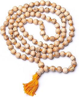Wonder Care Rudraksha Mala 5face(Panchmukhi) Authentic Genuine Rudraksha Beads Ornament Rosary Japa Mala Beads Necklace Puja | Yoga | Meditation Beads- 8mm Tulsi mala