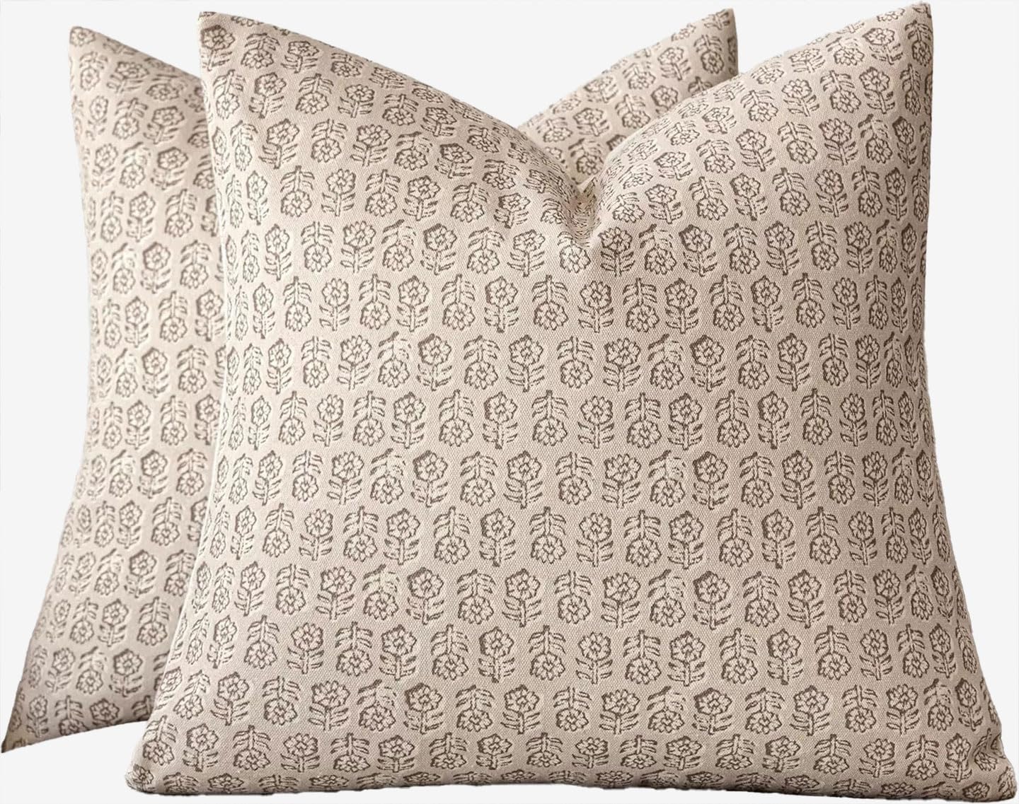 Throw Pillow Covers Boho 16x16/18x18/20x20 - Set of 2 Vintage Floral Pillowcases with Zipper for Bed Accent Modern Pillowcase Sofa Livingroom Home(Beige,2pcs：50x50cm)