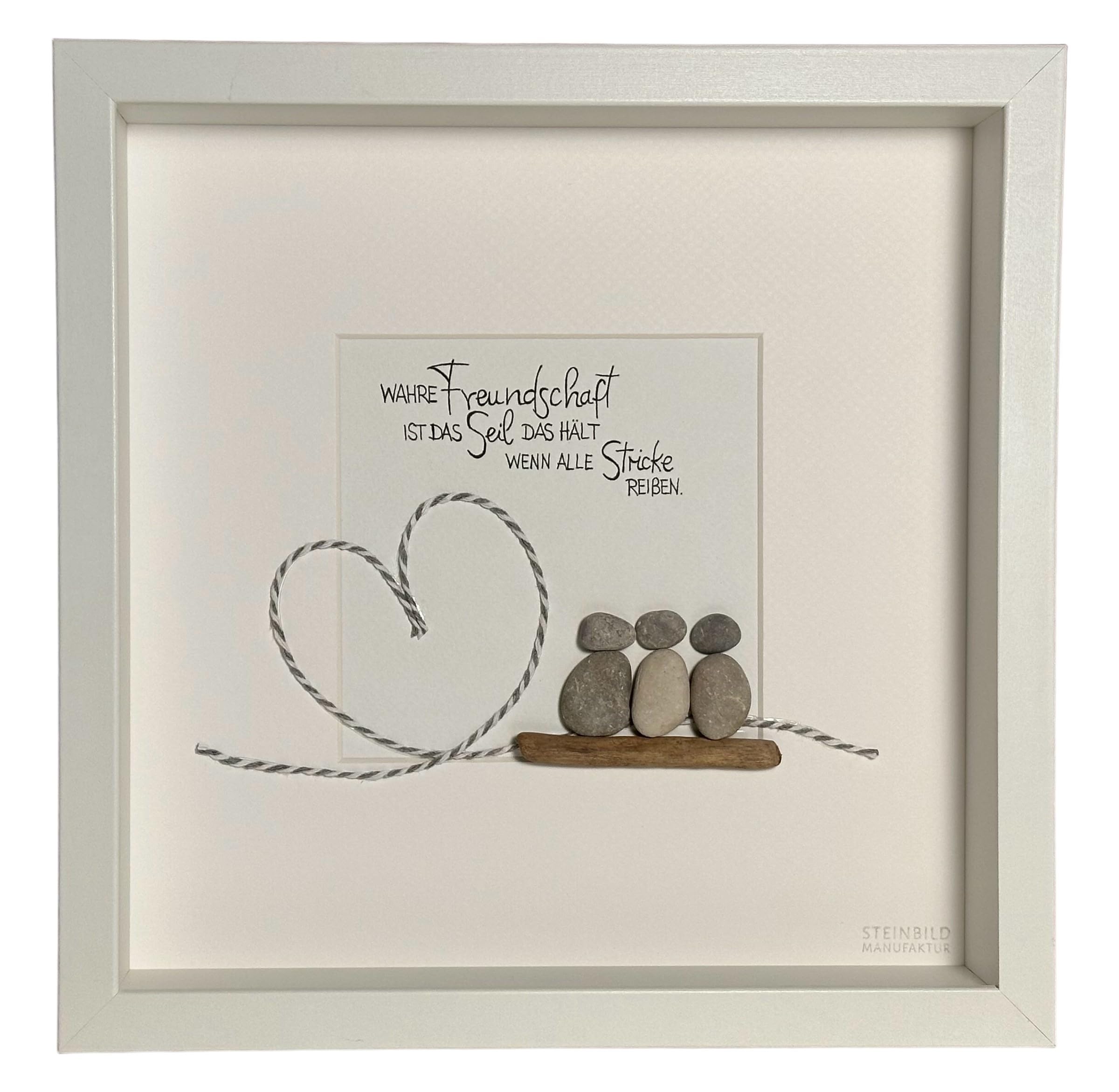 Steinbild - handgeschrieben - Wahre Freundschaft ist das Seil das hält wenn alle Stricke reißen - Geschenk - 25x25x4,5cm