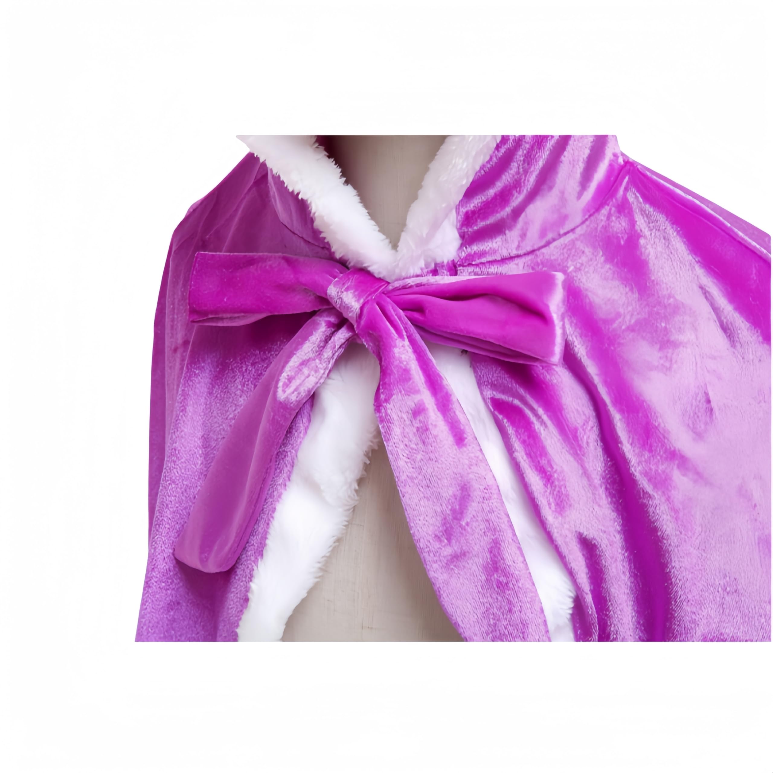 Proumhang Hooded Cloak Cape Mid Length Princess Cloak Velvet Girls Halloween Carnival Christmas Masquerade Costume Purple 4-5 years old - Image 4